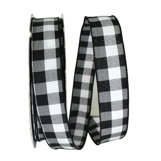 JAM Paper 1.5" x 50yd. Wired Celine Plaid Ribbon